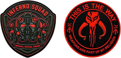 Inferno Squad Weapons are Part of My Religion Patch [2PC Bundle -PVC Rubber- Hook Fastener Backing - MIN11-TW2