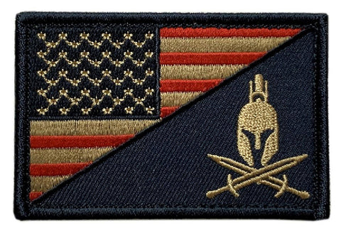 Molon Labe Spartan Subdued USA Flag Patch [“Hook Brand” Fastener -M14]