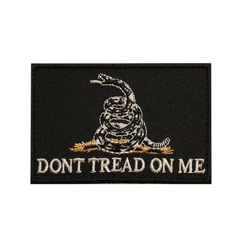 D.T.O.M. Gadsden Flag Don't Tread On Me Patch (Embroidered Hook) (Black)