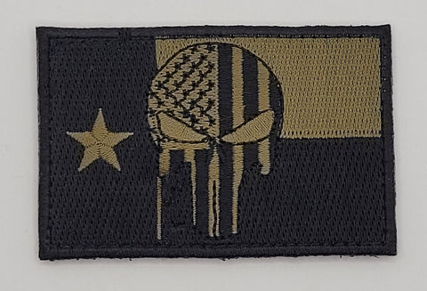 Tactical Skull Texas Flag Patch(Embroidered Hook Fastener)