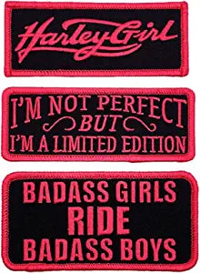 Harley Girl Limited Edition Badass Girls Patch [3PC Bundle - Iron on Sew on -4.0 inch]