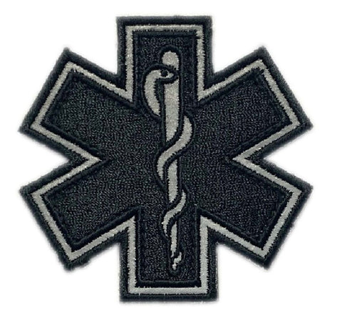 Reflective EMT EMS Paramedic Medic Patch [3.0 x 3.0 inch - “Hook Brand” Fastener - RE6]