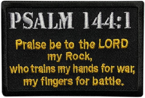 Psalm 144:1 Embroidered in God Lord Patch [Iron on Sew on - 3.5 inch- PS6]