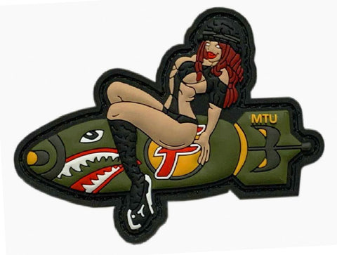 Pin Up Girl Dropping F Bomb Patch [3D-PVC Rubber -“Hook Brand” Fastener -P10]