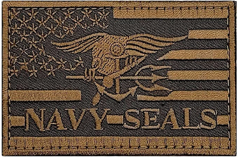 USA Flag Navy Seal Trident Patch (Hook Fastener - 3.0 X 2.0 -NS7)