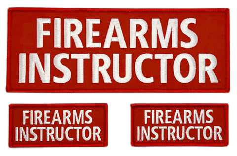 Firearms Instructor Front Panel Name Tag Patch [3PC Bundle -Hook Fastener Backing -8.0 X 3.0 , 3.5 X 1.5 inch]