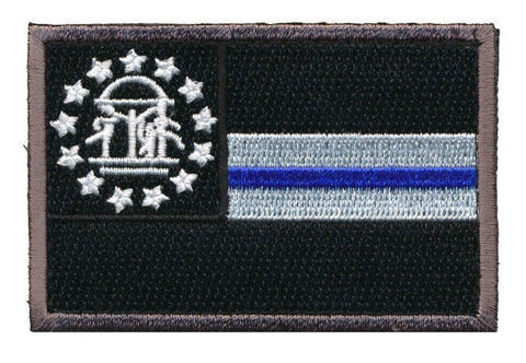 Georgia State Flag Thin Blue Line Patch (Embroidered Hook)