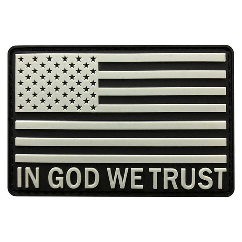 in God We Trust USA Flag Hook Patch [PVC Rubber-3.0 X 2.0 inch-FG8]