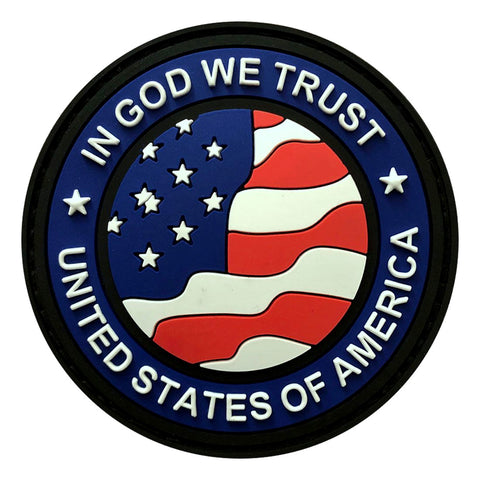 in God We Trust USA Flag Hook Patch [PVC Rubber-2.5 inch-FG9]