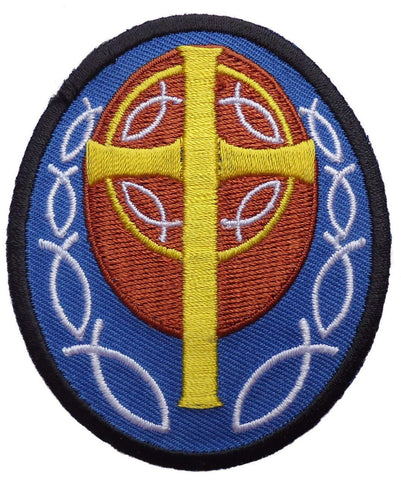 Ichthys Jesus Fishes Cross Christian Patch