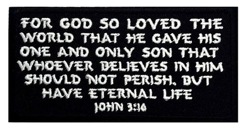 John 3:16 Christian in God Patch [“Hook Brand” Fastener - 4.0 X 2.0 -JP4]