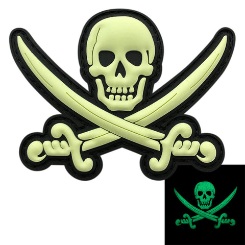 Jolly Roger Calico Jack Patch (PVC) (Glow in the Dark)