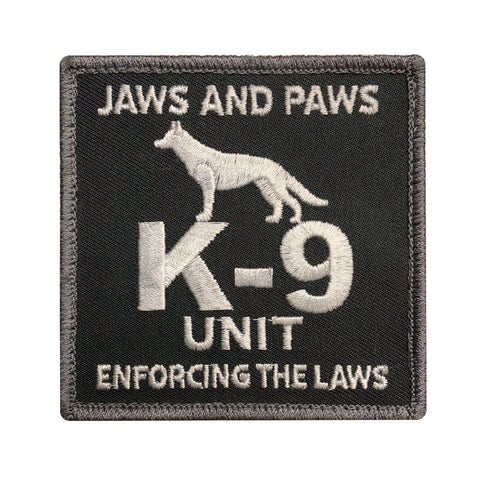 K-9 Unit Jaws and Paws Patch (Embroidered Hook) (Grey)
