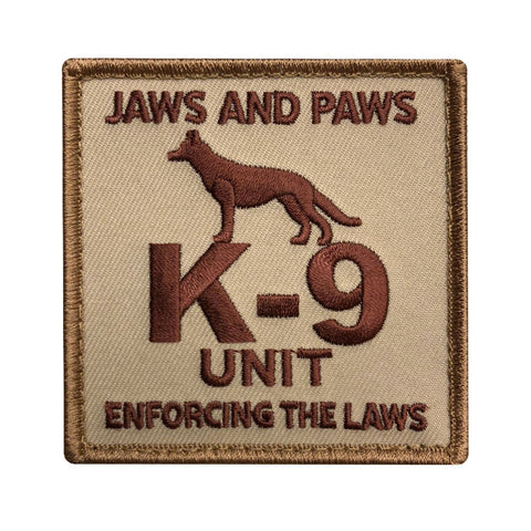 K-9 Unit Jaws and Paws Patch (Embroidered Hook) (Tan)