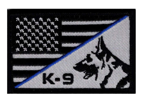 K-9 American Flag Thin Blue Line Patch (Iron On)