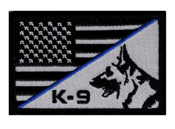 K-9 American Flag Thin Blue Line Patch (Embroidered Hook) – MILTACUSA