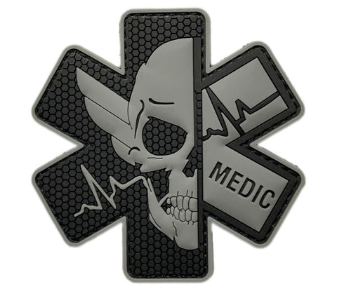 Medic EMT Paramedic Skull Patch [3.0 inch - PVC Rubber- “Hook Brand” Fastener-MS71]