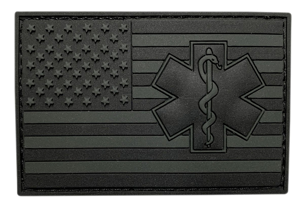 EMT USA Flagge Medic Sanitäter Patch – PVC Gummi-Aufnäher Mit Klett, Nachtleuchtend (Glow Dark)