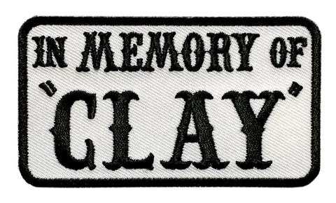 in Memory of Clay Outlaw Embroidered 3.5 inch Iron on Patch (Blk/Wht -CL7)