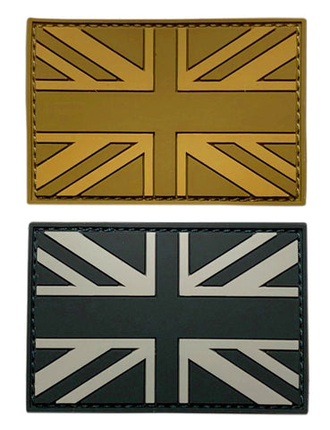 UK British Flag Tactical Patch [2PC Bundle - 3D-PVC Rubber -“Hook Brand” Fastener-PF1-2]