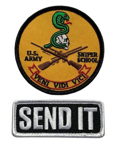 Send It Military Combat Sniper Patch [2PC Bundle -"Hook Brand" Fastener-SP-5]