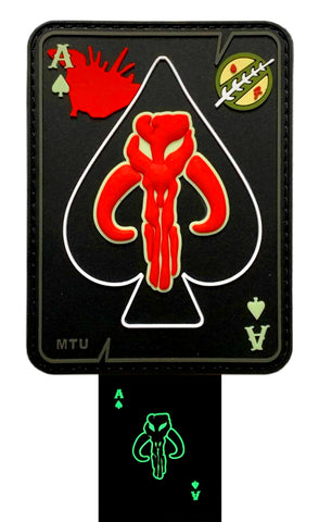 Mandalorian Bounty Hunter Boba Fett Dead Card Patch (Glow Dark-PVC Rubber-“Hook Brand” Fastener -BH9)