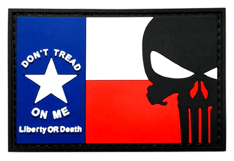 Texas Star Flag Revolution Don’t Tread on me Punisher Patch [PVC Rubber-“Hook Brand” Fastener -TX-20]