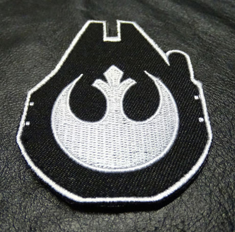 Millennium Falcon Rebel Alliance Patch (Embroidered Hook) (White)
