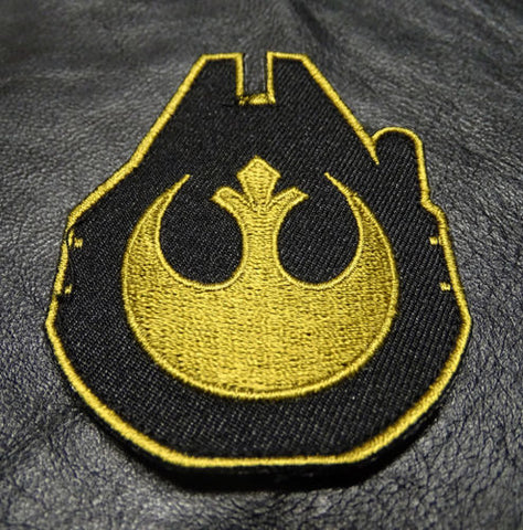 Millennium Falcon Rebel Alliance Star Wars Patch (Embroidered Hook) (Gold)