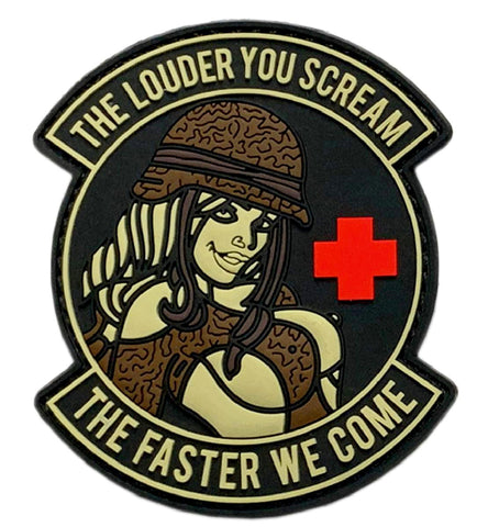 Louder You Scream Faster Pinup Girl Patch [3D-PVC Rubber -“Hook Brand” Fastener -PG8]