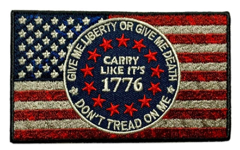 Distressed USA Flag Betsy Ross 1776 Carry Like It's Liberty Patch [4.0 inch - Iron on sew on -CL7]