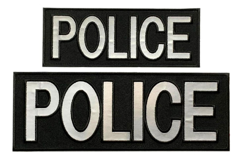 Reflective Police Back Front Panel Patch [2PC Set -"Hook Brand" Fastener -11.0 X 4.0-8.0 X 3.0 inch]