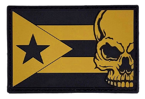 Puerto Rico Flag Skull Patch [“Hook Brand” Fastener -3D-PVC Rubber-P1]