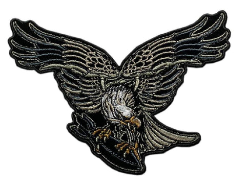 Eagle with Bomb Embroidered Patch [Iron on Sew on - 5.0 X 3.5 inch -EB1]
