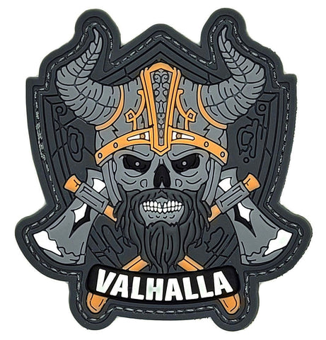 Valhalla Viking Skull Axe Patch [3D-PVC Rubber - "Hook Brand" Fastener - VS15]