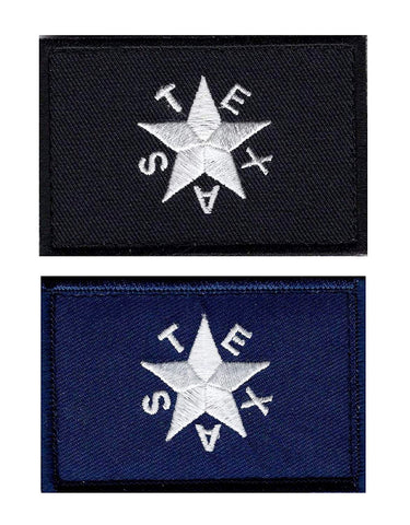 Texas Star Flag Revolution Lone Star TX Morale Hook Patch (2PC - Black,Dark Navy)