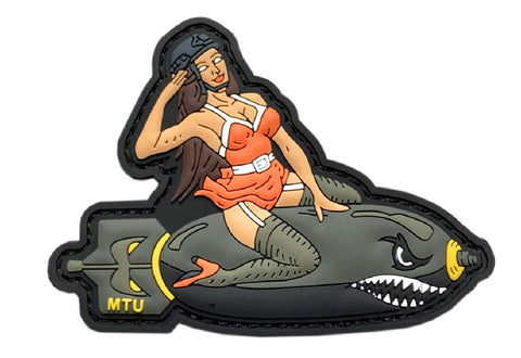 Pin Up Girl WWII Bomber Style Bomb Patch [“Hook Brand” Fastener - 3D-PVC Rubber-PG9]