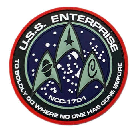 U.S.S Enterprise NCC-1701 Star Trek Go Where Gone Patch [“Hook Brand” Fastener - 3D-PVC Rubber-GB1]