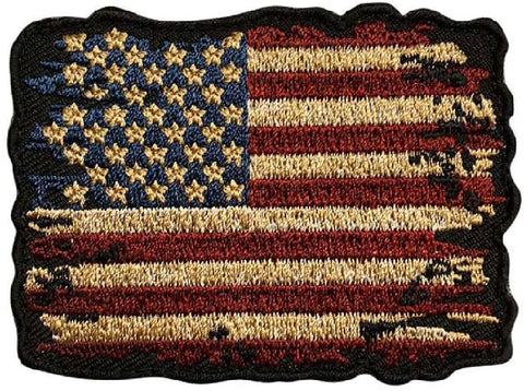 Distressed American Flag Vintage Look Patch [5.0 X 3.5 INCH - Iron on sew on -YF12]