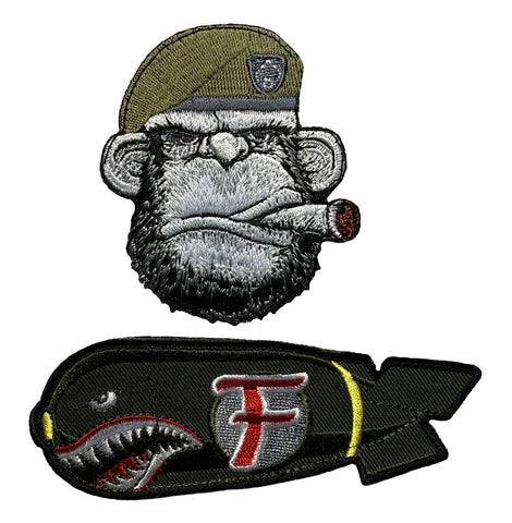 Ranger Ape Dropping F Bomb Patch [2PC Bundle “Hook Brand” Fastener-MTA3]