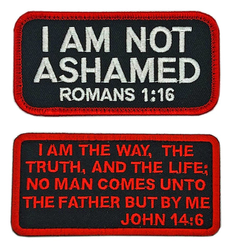 I am Not Ashamed Romans 1:16 John 14:6 Christian Patch [2PC Bundle -Hook Fastener Backing -MJ14,2]