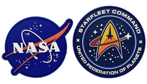 NASA Classic Logo Starfleet Patch [2PC -“Hook Brand” Fastener- 3D-PVC Rubber-NP2,ST2]