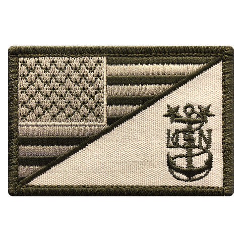 Green American Flag USA Navy Anchor Morale Patch