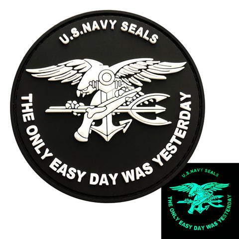US Navy Seals The Only Easy Day Was Yesterday Patch (PVC) (Glow in the Dark)