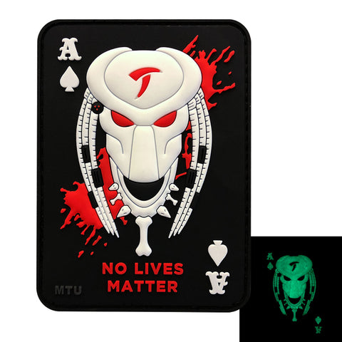 No Lives Matter Predator Death Card Patch (PVC) (Glow in the Dark)