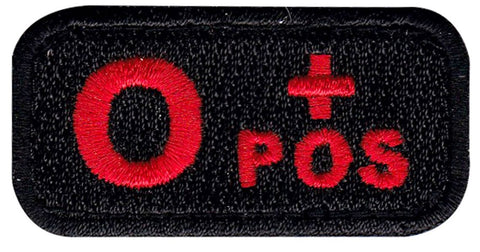 Red Black Blood Type O+ Positive Patch