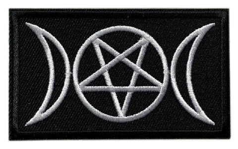 Pagan Triple Goddess Symbol Patch [“Hook Brand” Fastener -3.0 X 1.75 inch- PZ1]