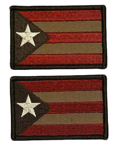 Puerto Rico Flag Patch [2PC Bundle - 3.0 x 2.0 - “Hook Brand” Fastener -PR1]