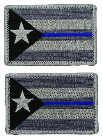 Puerto Rico Flag Police Thin Blue Line Patch [2PC Bundle - 3.0 x 2.0 - “Hook Brand” Fastener -MTP1]