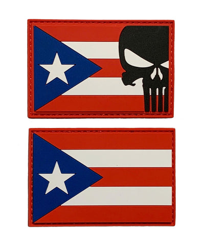 Puerto Rico Flag Punisher Tactical Patch [2PC Bundle - 3D-PVC Rubber-P10,11]